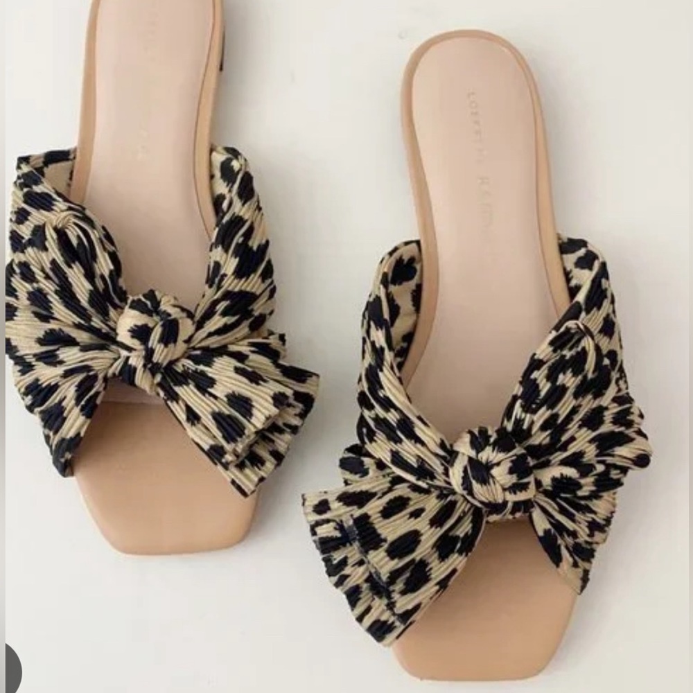 LOEFFLER RANDALL
Daphne Pleated Leopard Knot Slide Sandals
